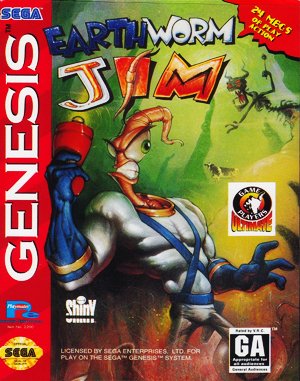 Earthworm Jim Sega Genesis front cover