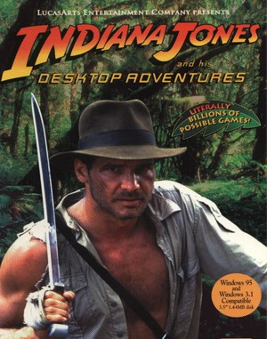 Indiana Jones and his Desktop Adventures DOS front cover