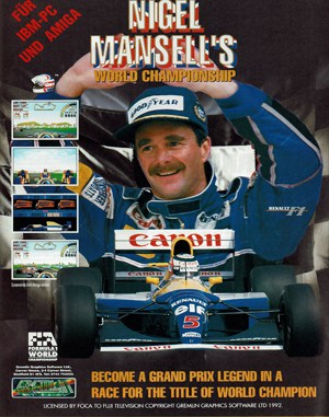 Nigel Mansell’s World Championship Racing DOS front cover